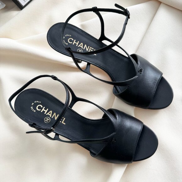 Chanel High Heel Ankle Strap Sandals in Black, size 41C - Picture 12 of 15